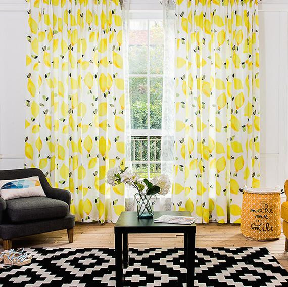 Lemon Kitchen Curtains
 Window Curtain with Happy Lemon
