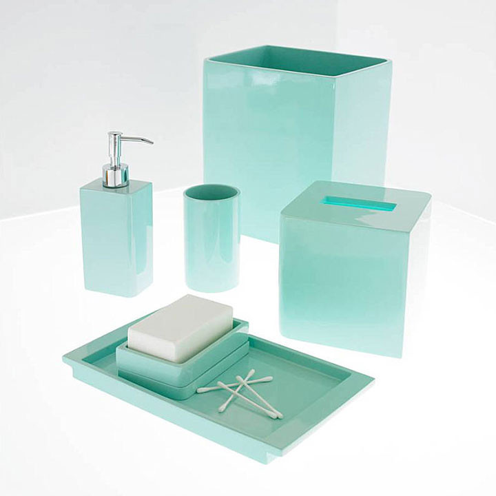 Light Blue Bathroom Accessories
 Lacca Light Blue Bath Accessories by Kassatex