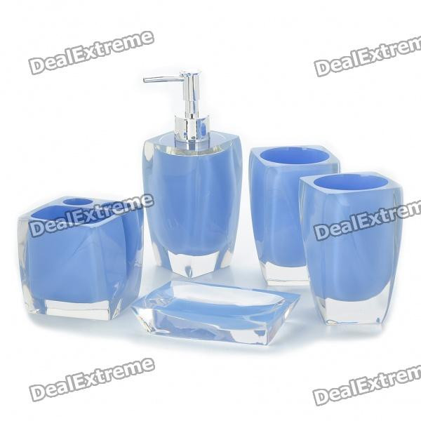 Light Blue Bathroom Accessories
 Bathroom Resin Accessories Set Light Blue 5 Piece Pack