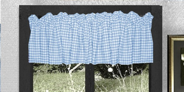 Light Blue Kitchen Curtains
 Blue Gingham Kitchen Café Curtain unlined or with white