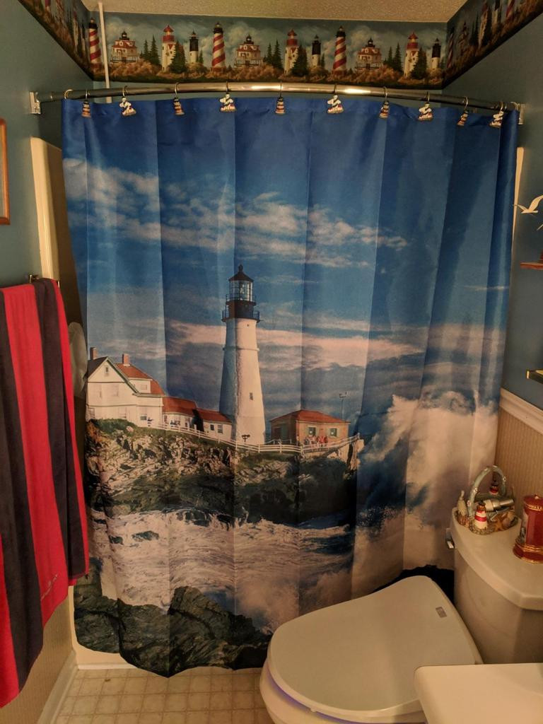 Lighthouses Bathroom Accessories
 Coastal Nautical Lighthouse Shower Curtain