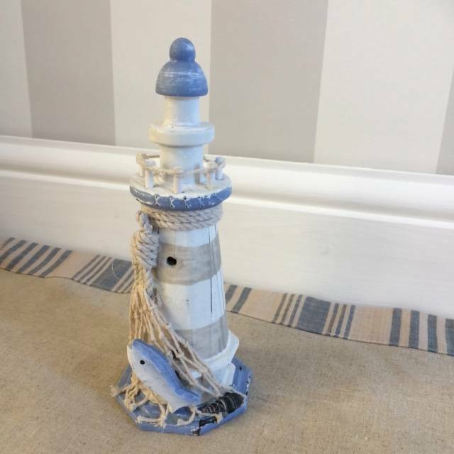 Lighthouses Bathroom Accessories
 Rustic Blue and White Lighthouse 20cm high Nautical