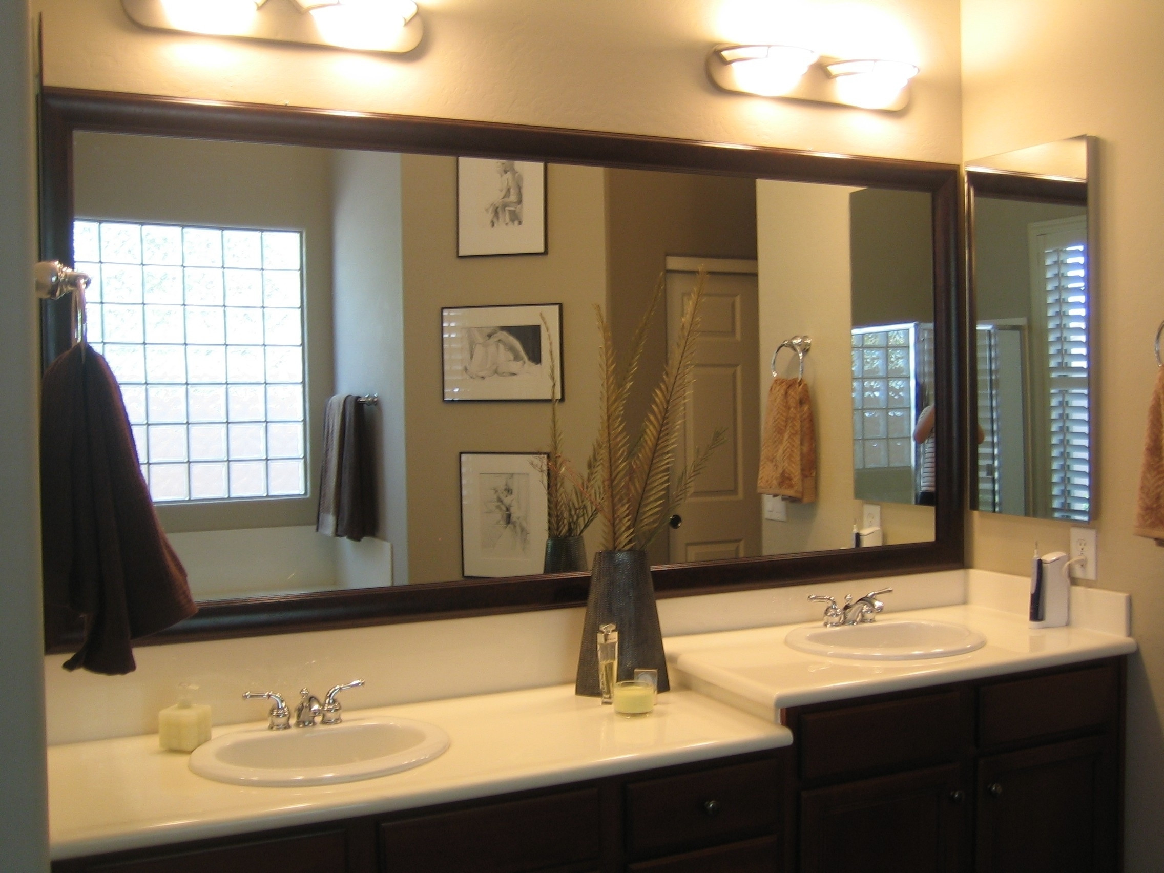 Lighting Bathroom Mirrors
 Bathroom mirrors separate or one big piece of glass