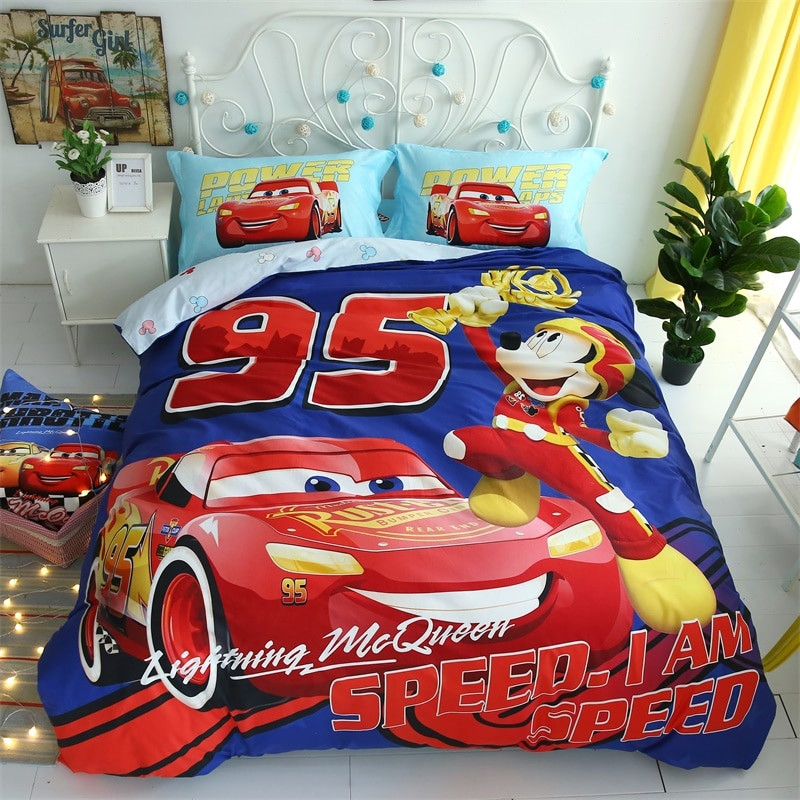 Lightning Mcqueen Bedroom Sets
 lightning Mcqueen cars Mickey Mouse bedding set for kids