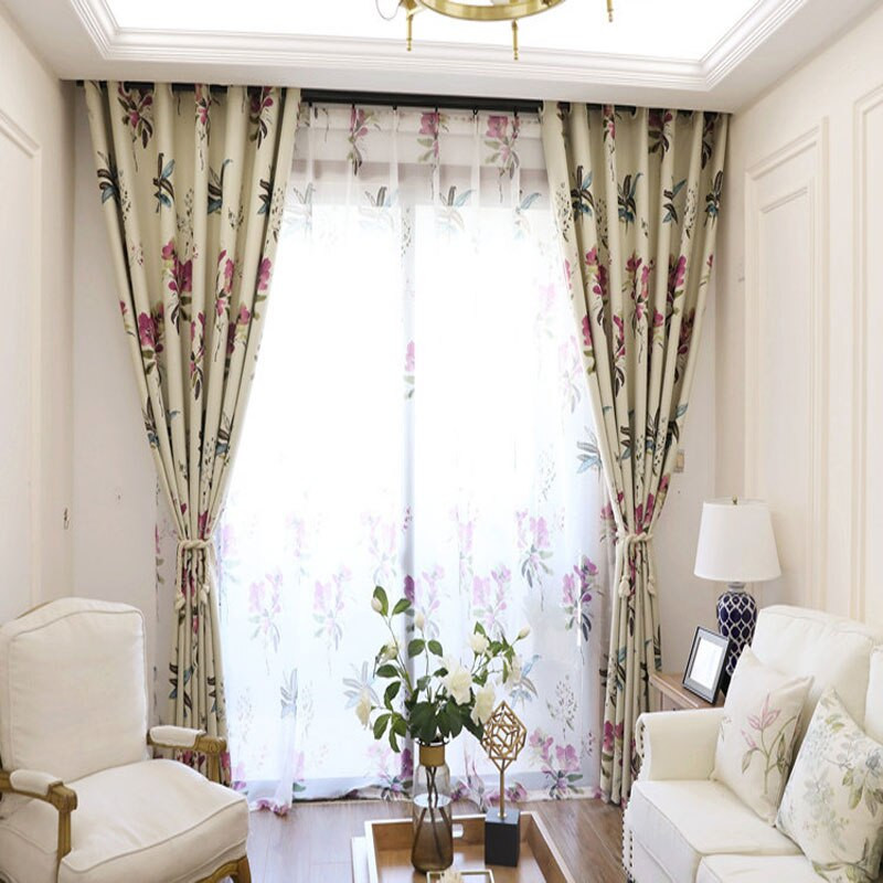 Living Room Blackout Curtains
 Modern Style Luxury Window Blackout Floral Curtain For