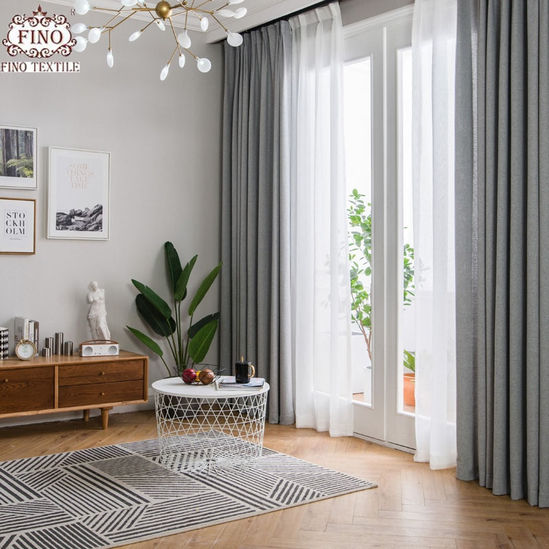 Living Room Curtains Design
 FINO Nordic Gray Solid Curtain Fabrics For Living Room