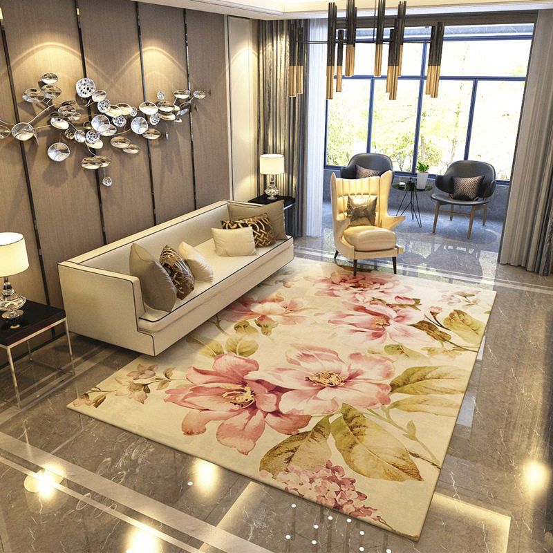 Living Room Floor Rugs
 American Style Flower Carpets For Living Room Romantic