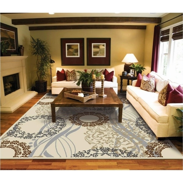 Living Room Floor Rugs
 Shop Copper Grove Raasepori Ivory Brown and Blue Area