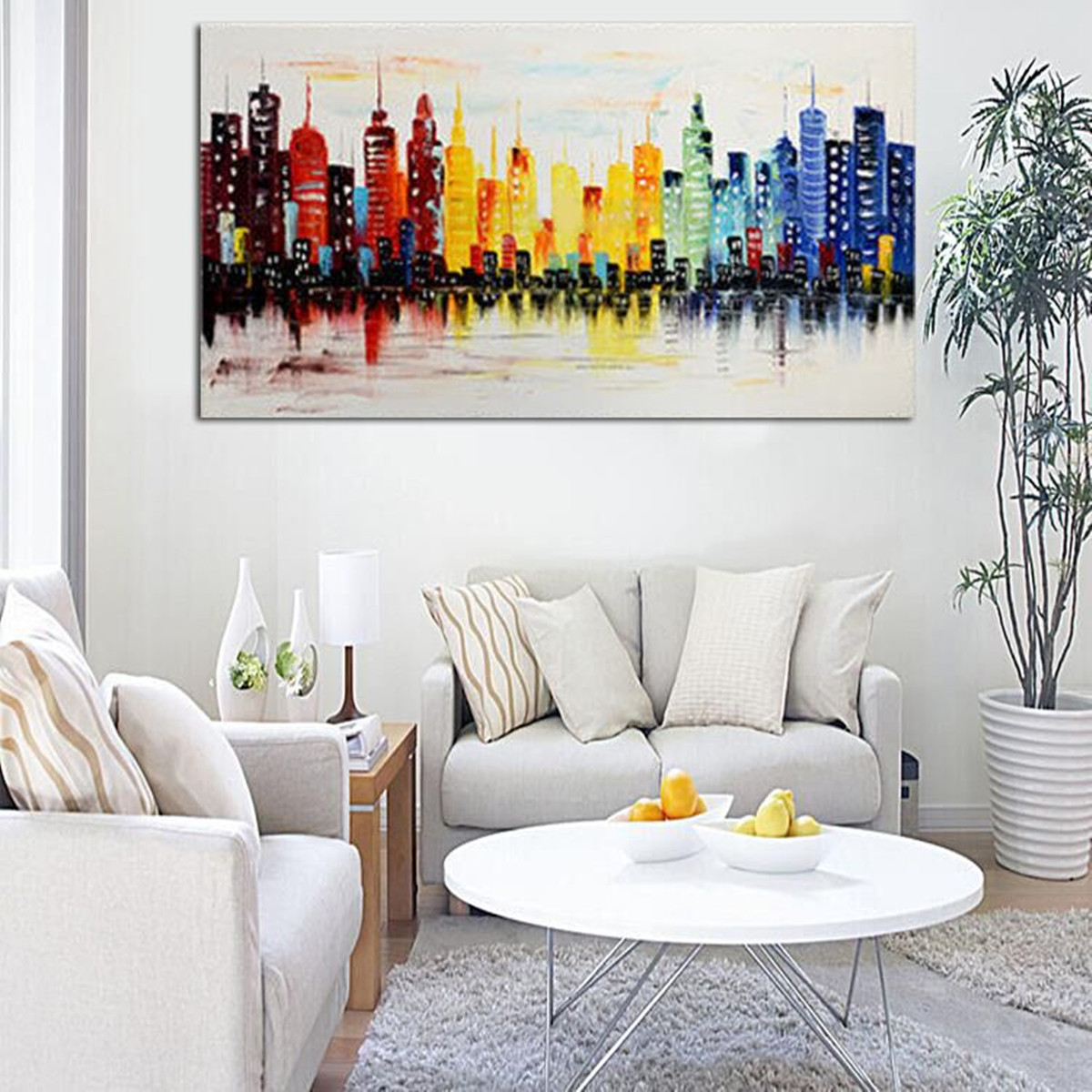Living Room Paintings
 120X60CM Modern City Canvas Abstract Painting Print Living