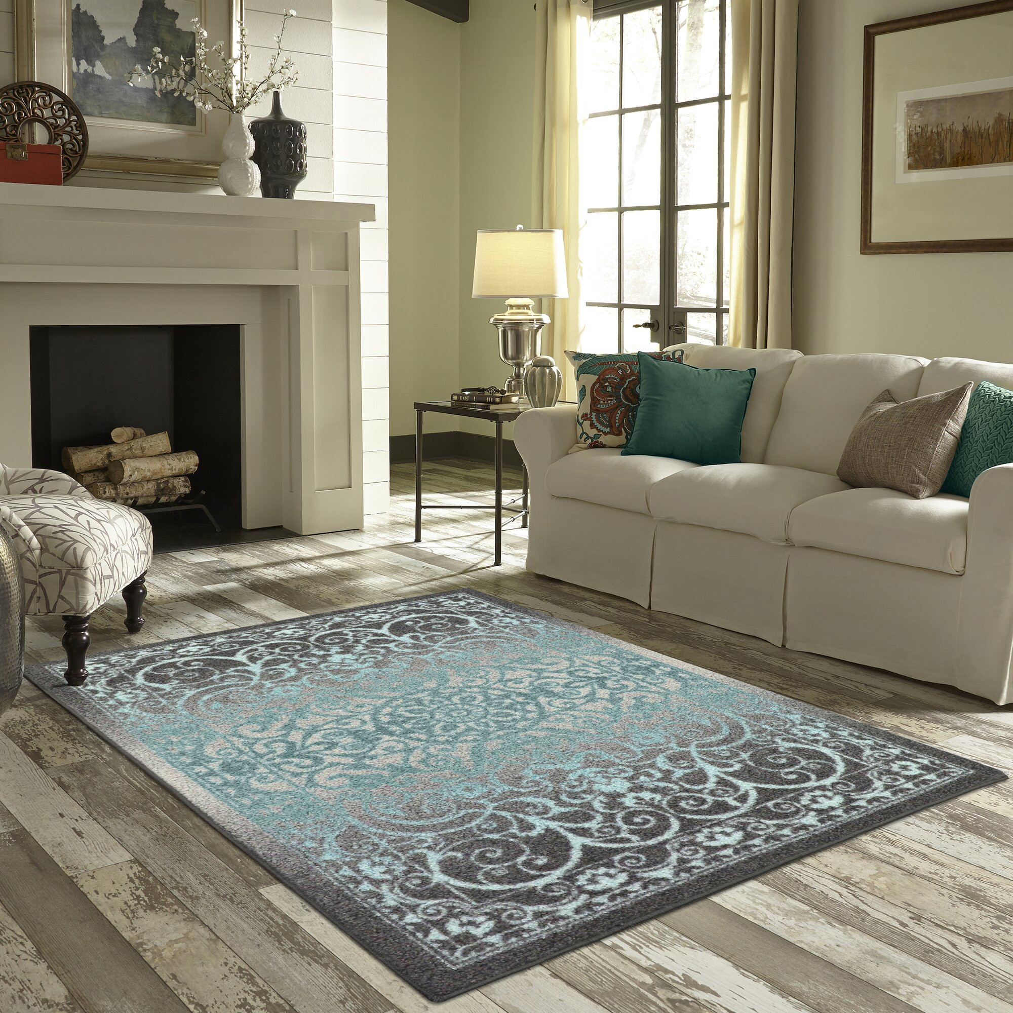 Living Room Rugs 8X10
 Maples Rugs Hudson Gray Blue Area Rug & Reviews