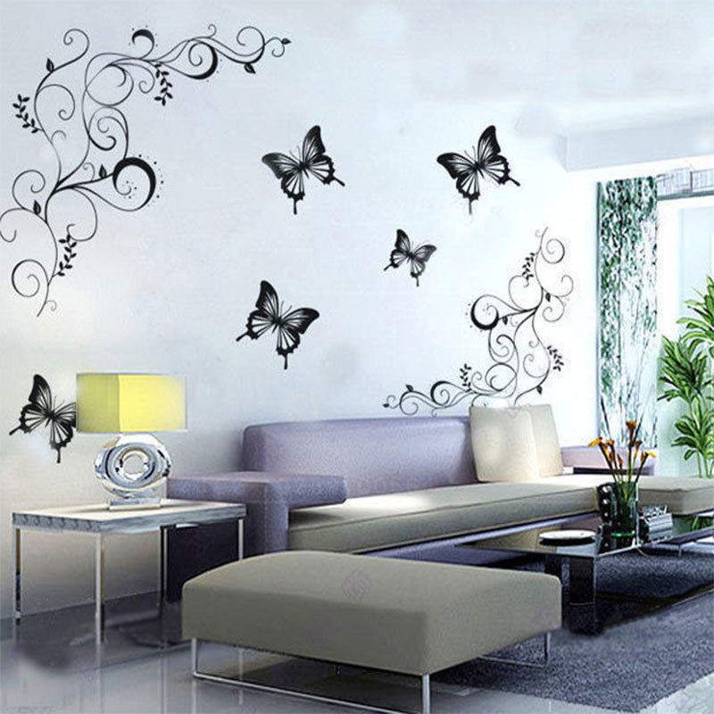 Living Room Wall Decals
 Hot butterfly Vine flower wall decals Living room Home