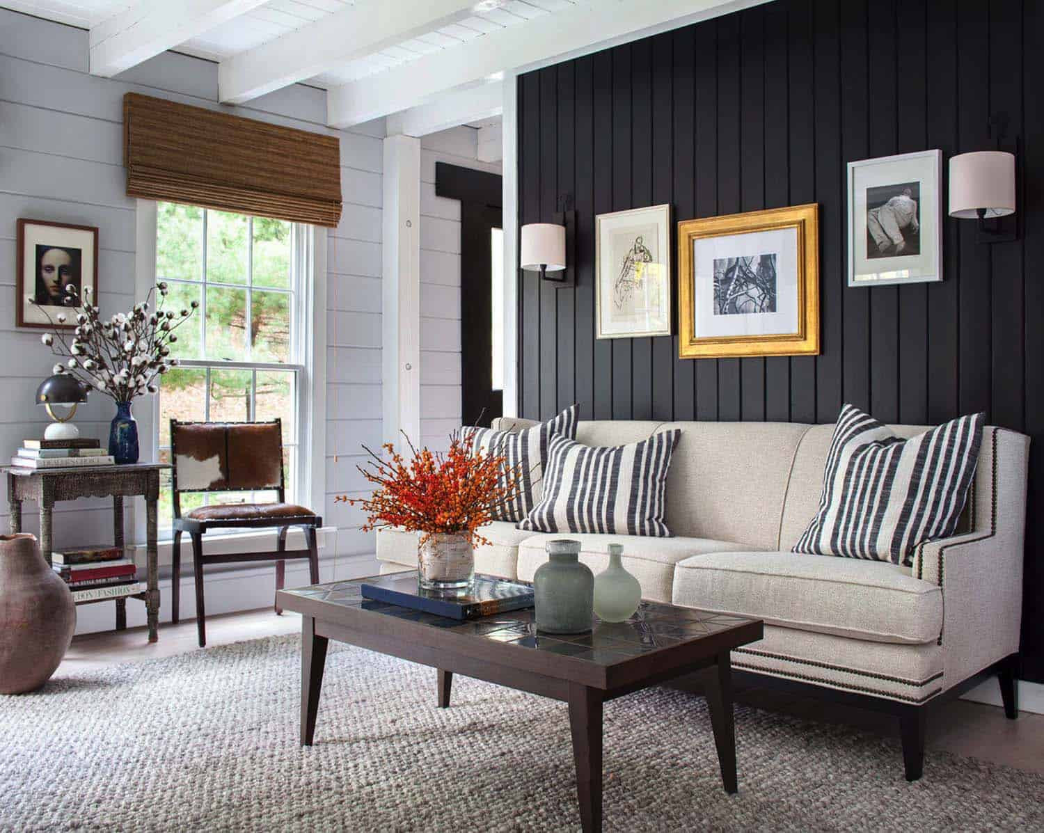 Living Room Wall Pictures
 28 Gorgeous living rooms with black walls that create cozy