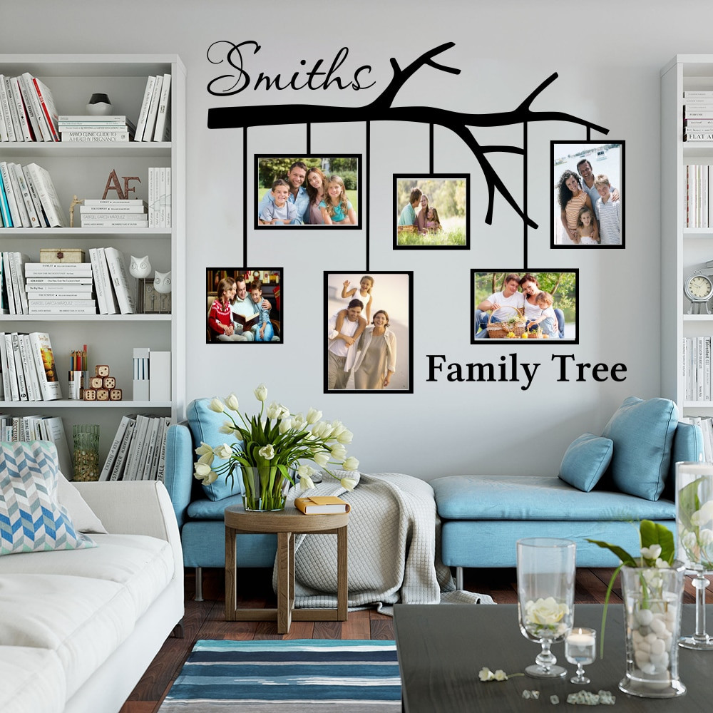 Living Room Wall Pictures
 Personalized Name Family Tree With Picture Frames