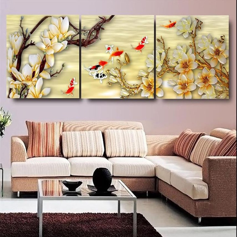 Living Room Wall Pictures
 Canvas White Magnolia Wall Art Canvas Paintings