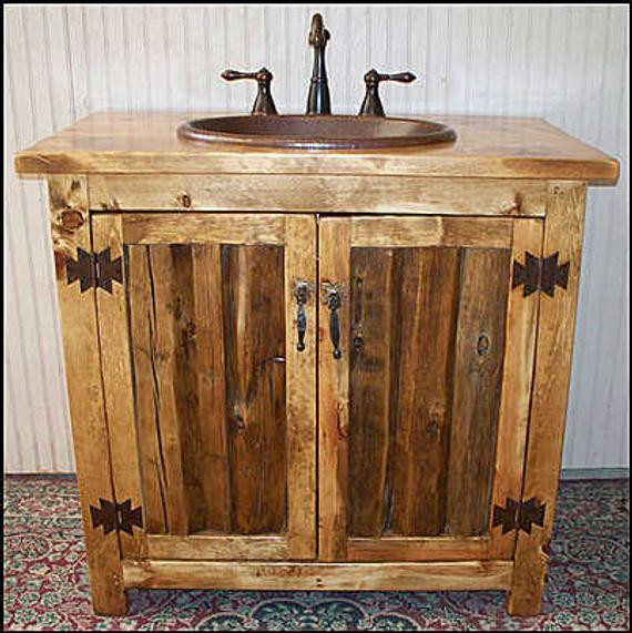 Log Bathroom Vanity
 MS 1371 36 RUSTIC Split Log BATHROOM Vanity by CantonAntiques