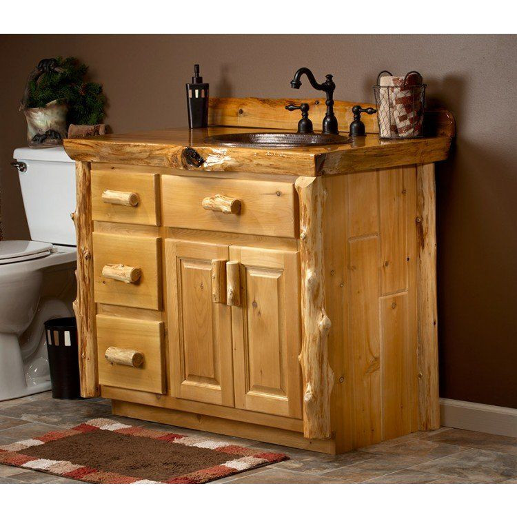 Log Bathroom Vanity
 Real Cedar Log Cabin Vanity 24" 42"