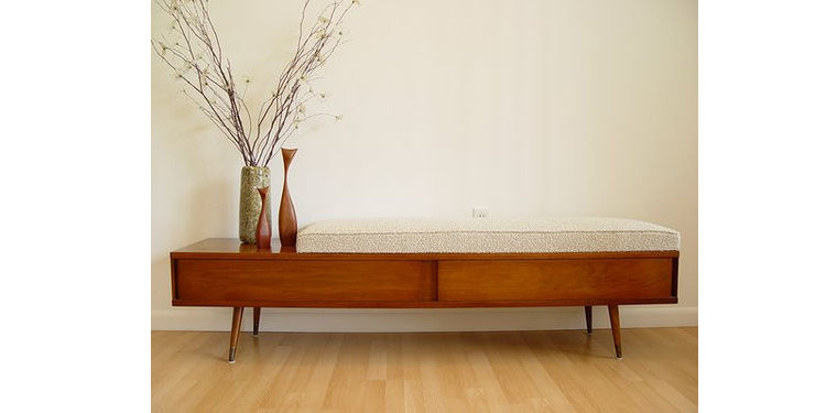 Long Storage Bench With Cushion
 Long Bench with Cushion The Mid Century Modernist