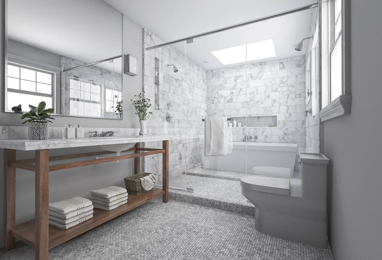 Master Bathroom Size
 34 Gorgeous Gray Primary Bathroom Ideas