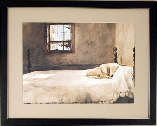 Master Bedroom Andrew Wyeth Print
 yellow lab on bed art
