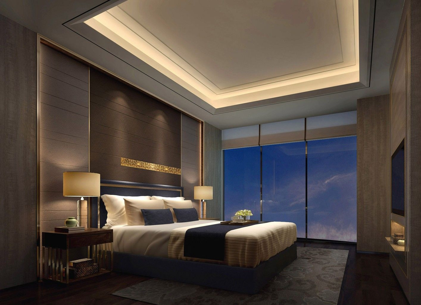 Master Bedroom Ceiling Light
 Recessed master bedroom ceiling with hidden lights