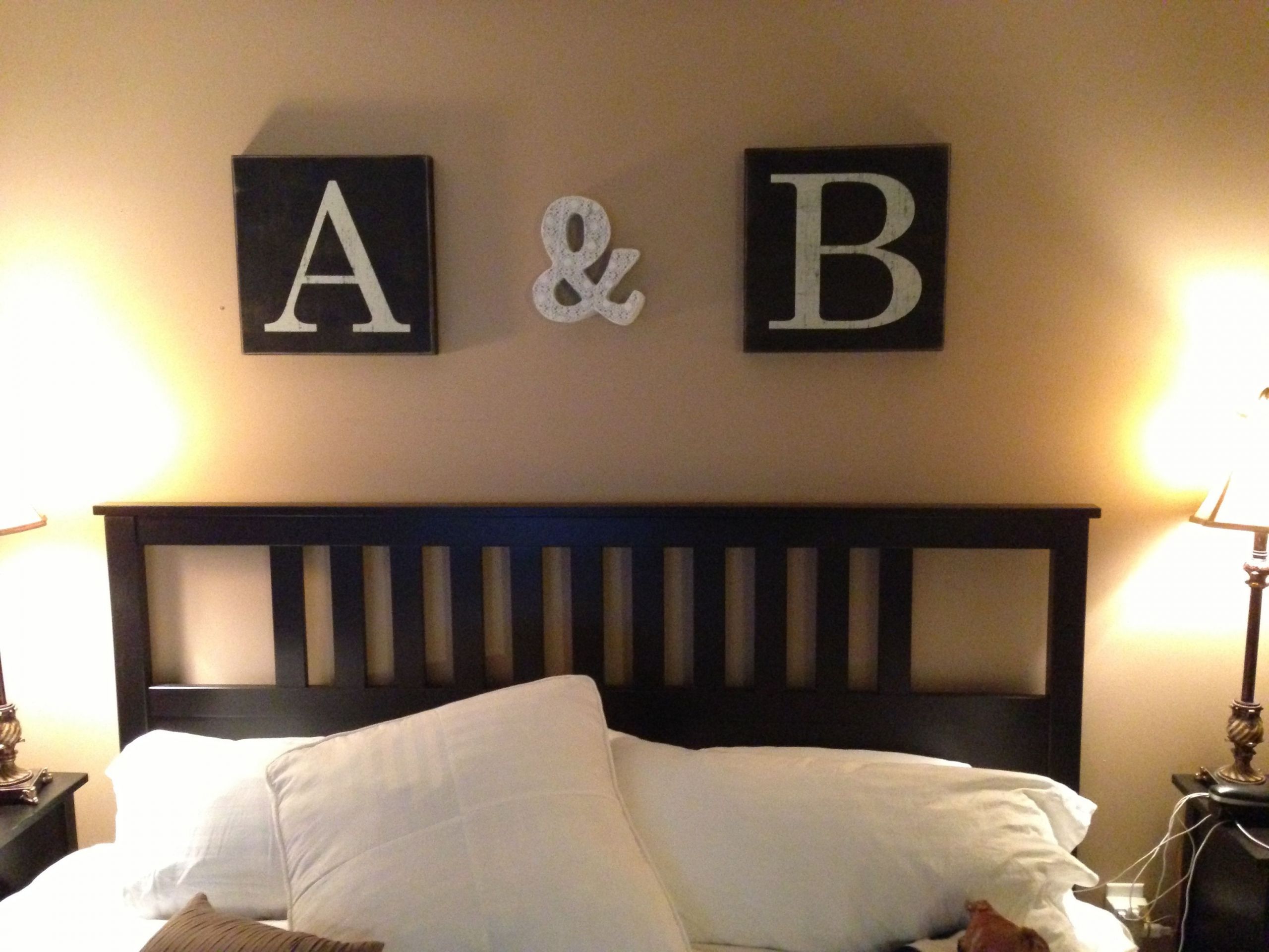 Master Bedroom Key House Party
 Couples initials above the bed Love
