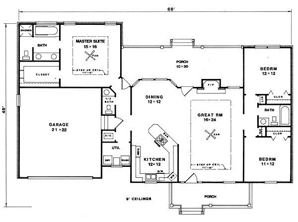 Master Bedroom Suite Floor Plans
 Isolated Master Suite 3414VL