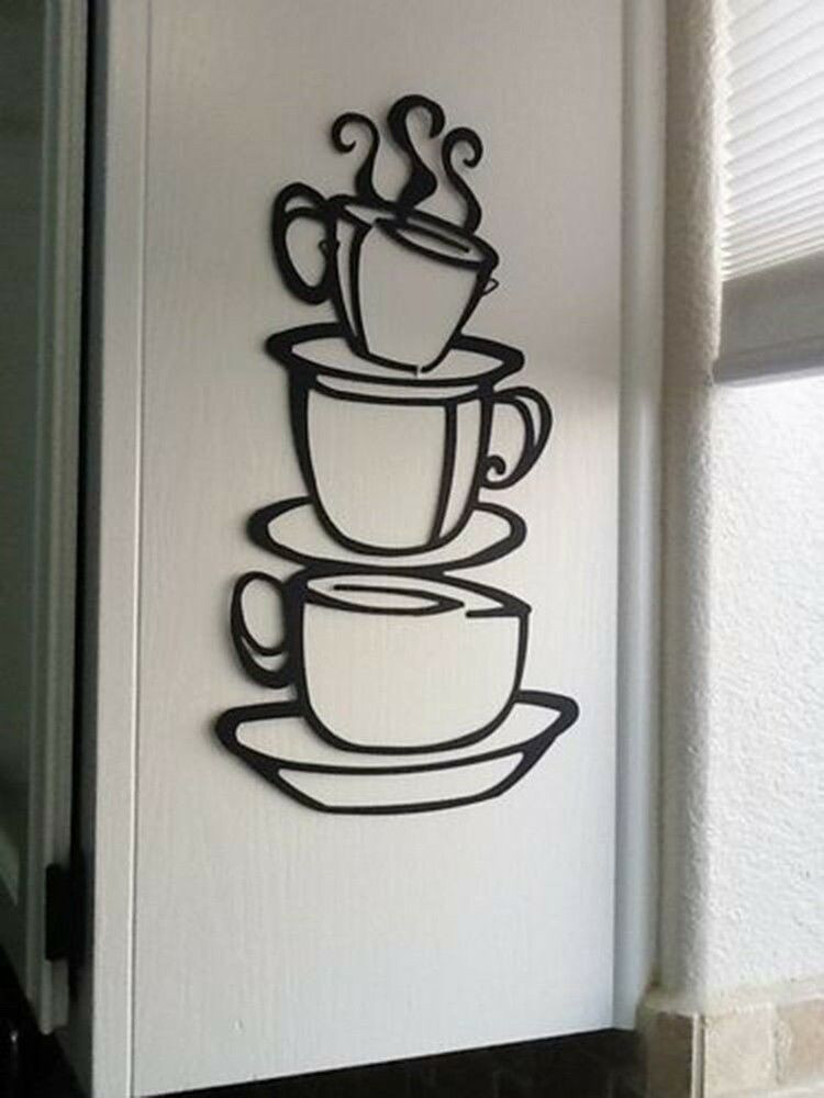 Metal Wall Art For Kitchen
 Coffee House Black Cup Design Java Silhouette Wall Art