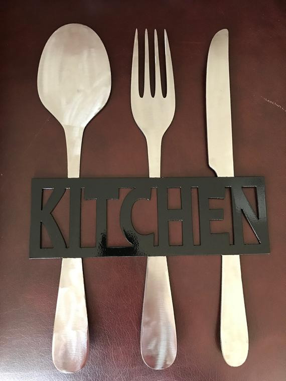 Metal Wall Art For Kitchen
 Kitchen Metal Sign Knife Fork and Spoon Wall Decor Metal