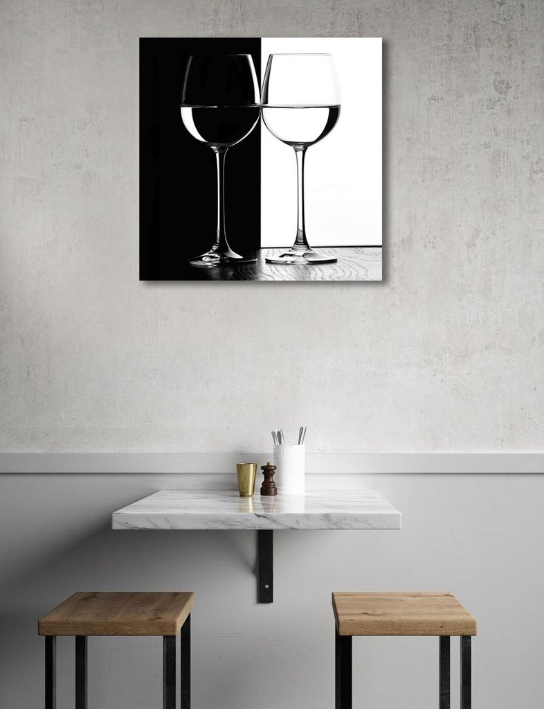 Metal Wall Art For Kitchen
 Black White Glasses – Modern Kitchen Wall Art – on