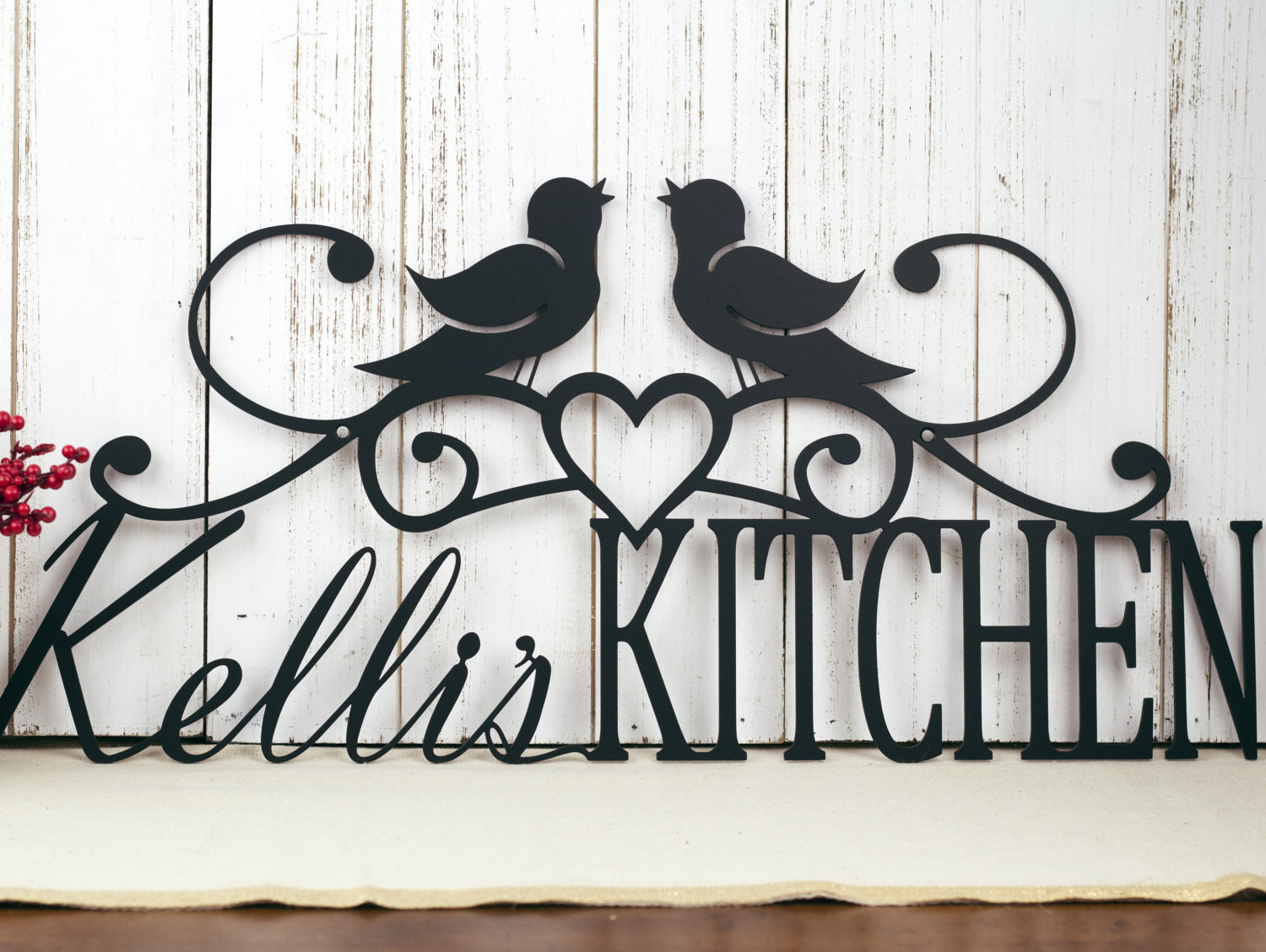 Metal Wall Art For Kitchen
 Custom Name Sign Birds Kitchen Decor Metal Wall Art