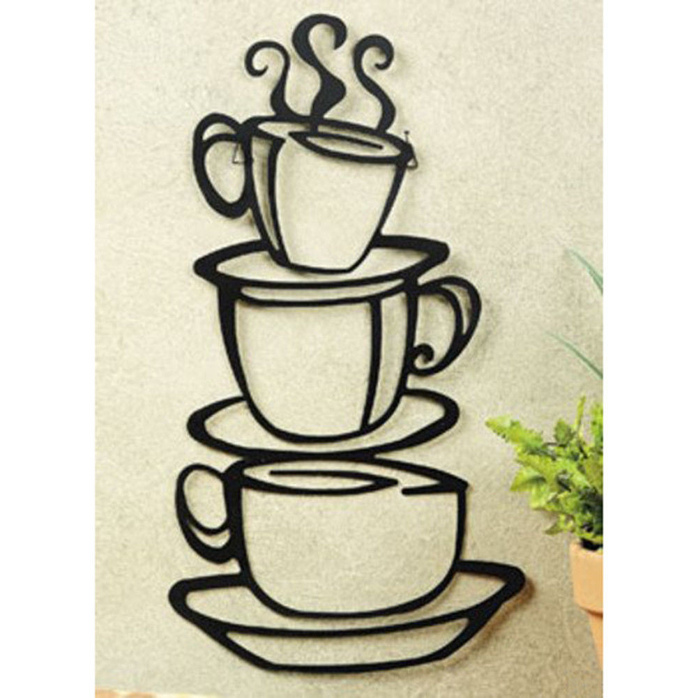 Metal Wall Art For Kitchen
 Coffee House Black Cup Design Java Silhouette Wall Art