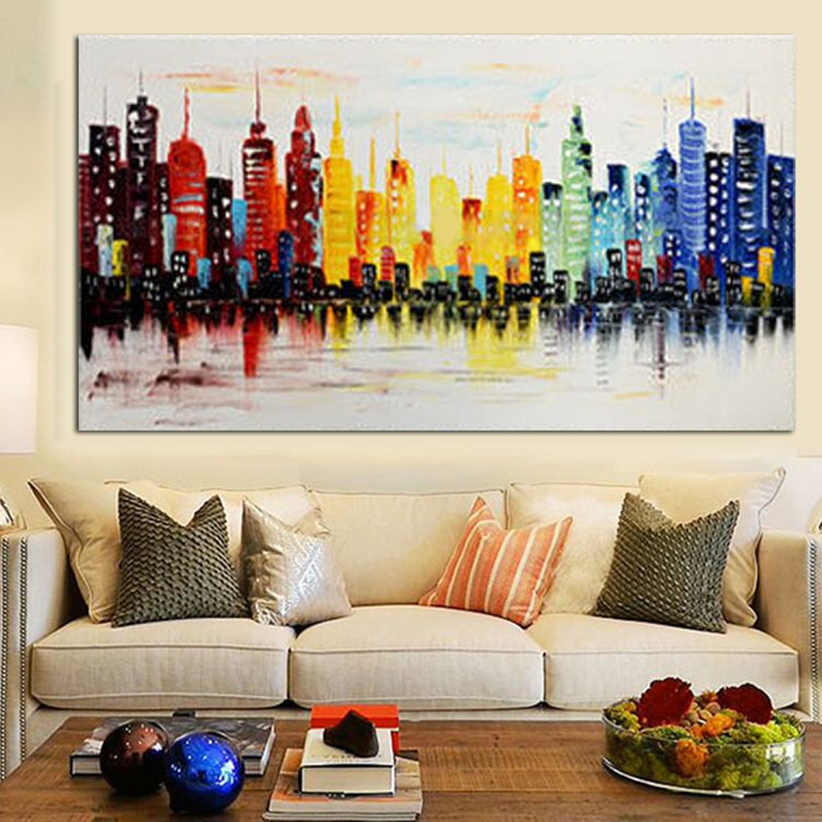 Modern Art For Living Room
 120X60CM Modern City Canvas Abstract Painting Print Living