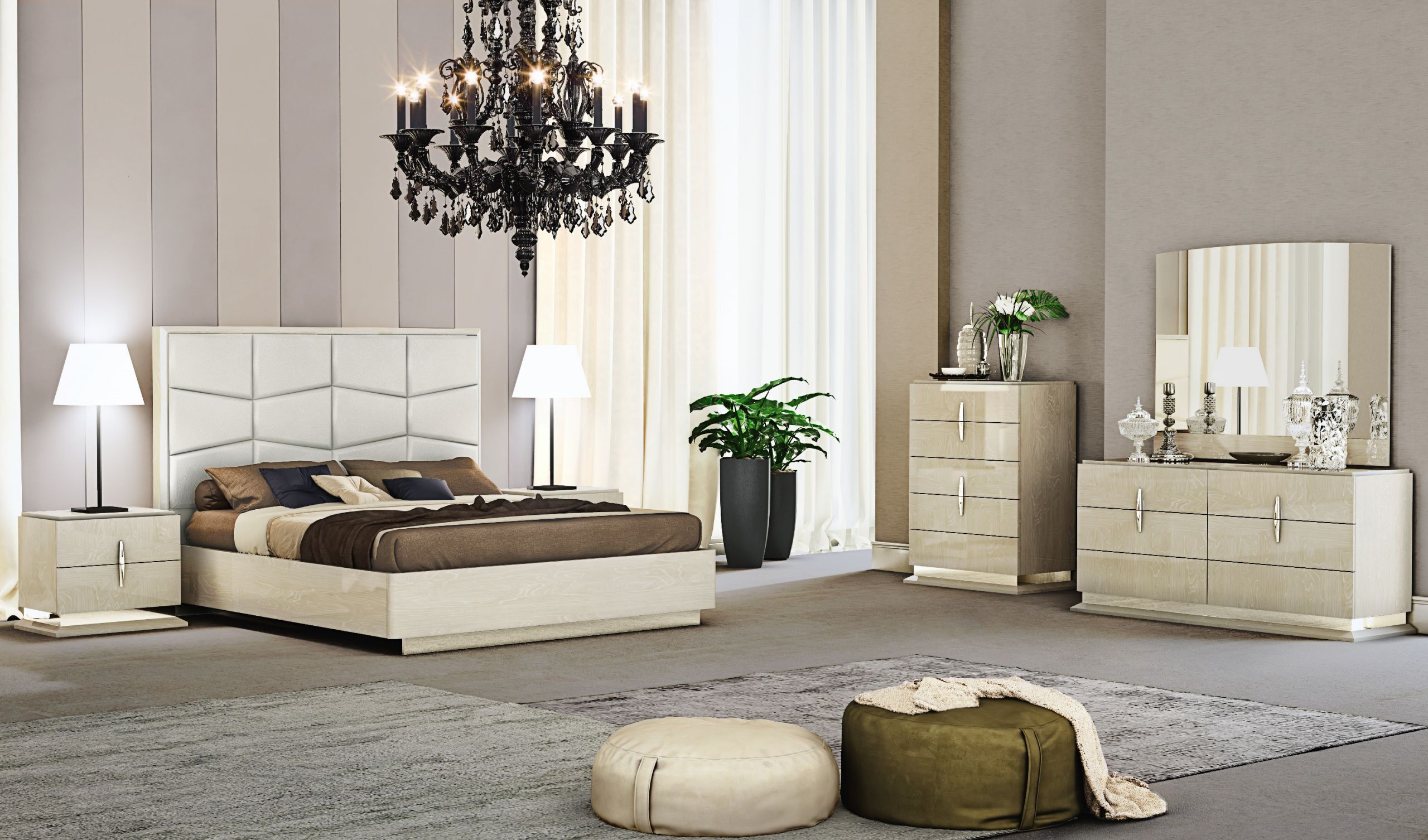 Modern Bedroom Set
 Fashionable Leather Luxury Contemporary Furniture Set San