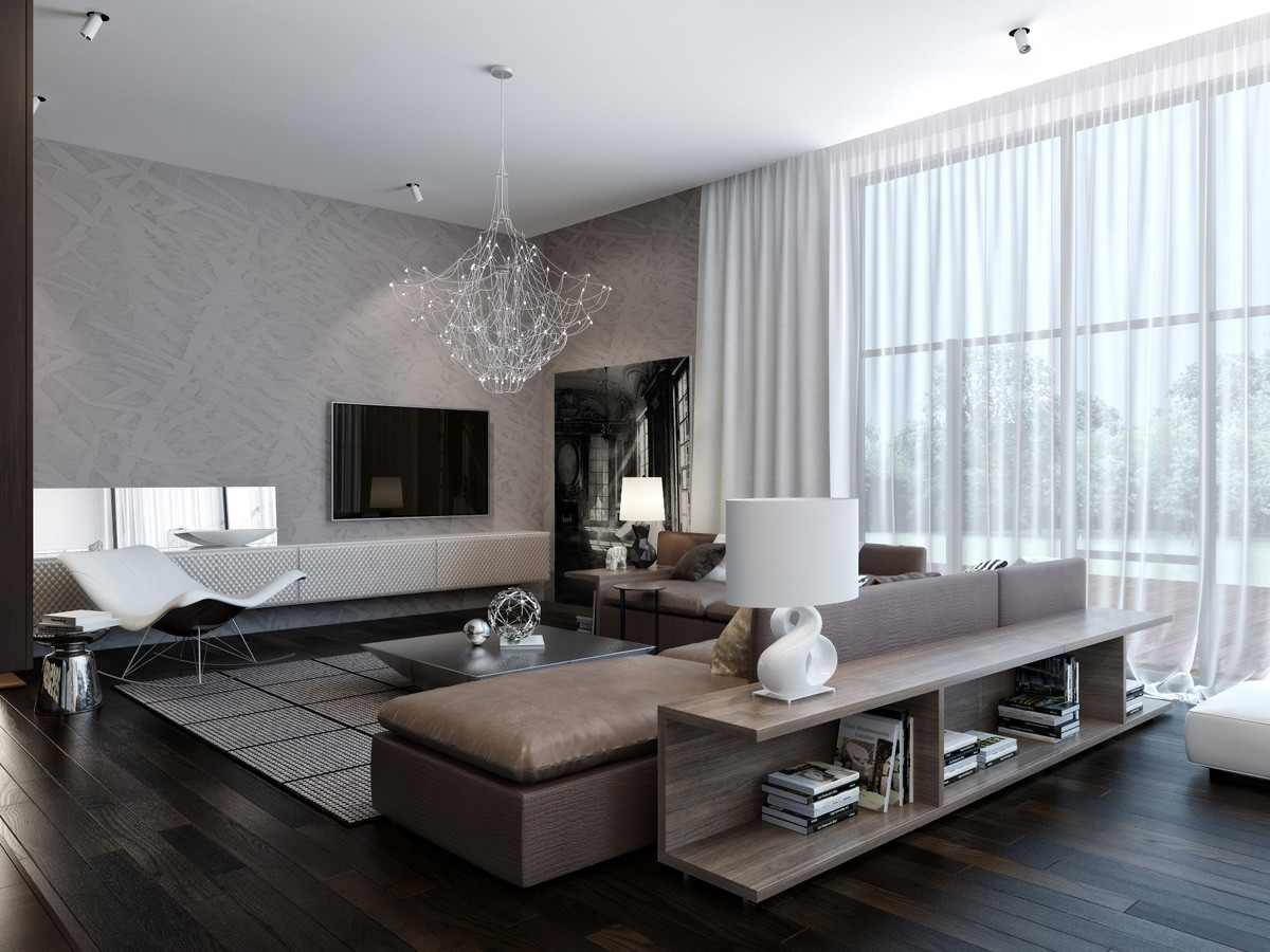 Modern Contemporary Living Room
 Modern House Interiors With Dynamic Texture and Pattern