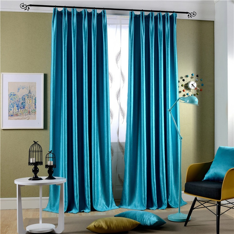 Modern Drapes For Living Room
 Modern blue yellow polyester curtain for living room
