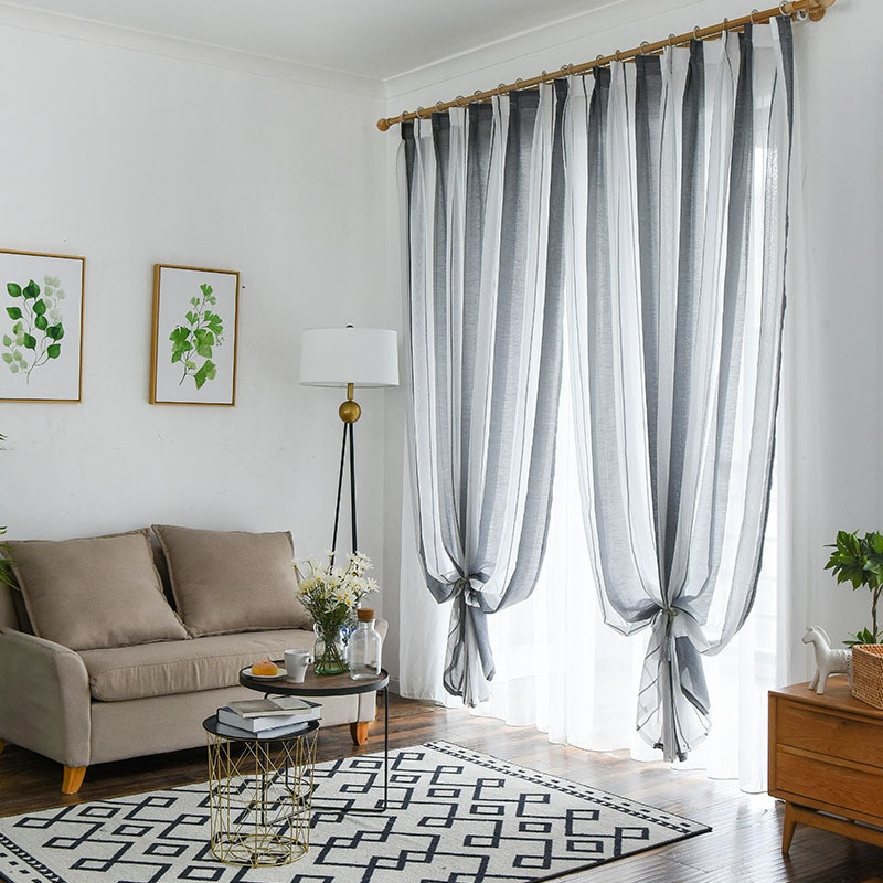 Modern Drapes For Living Room
 Byetee Modern Strip Window Curtains for Living Room Grey