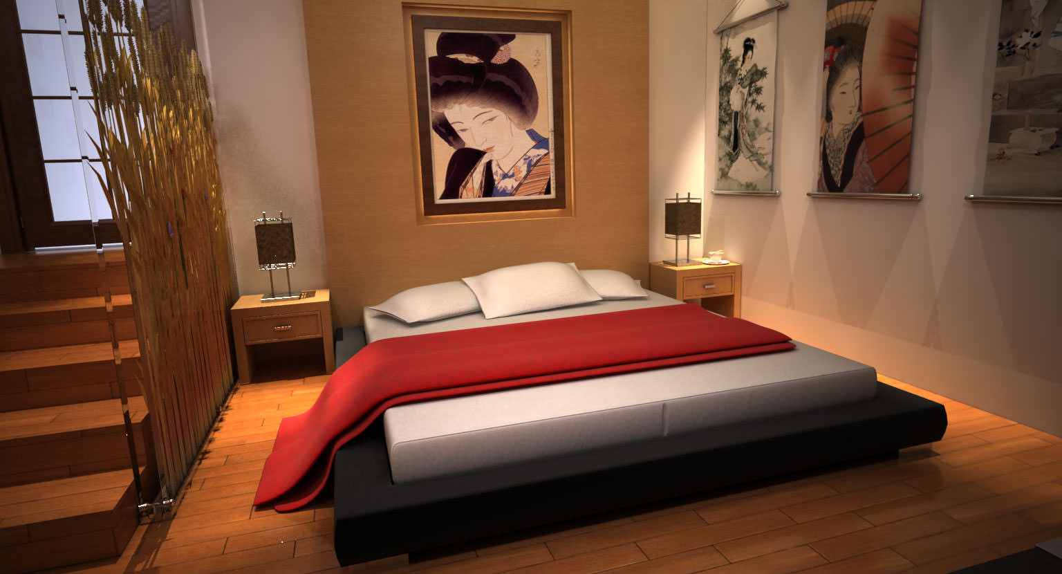Modern Japanese Bedroom
 modern japanese bedroom 3D Model x CGTrader