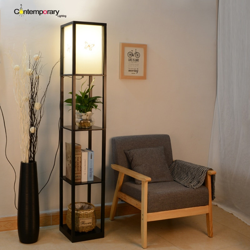 Modern Lamps For Living Room
 Wood E27 Black Modern Nordic Creative Wood Iron Shelving