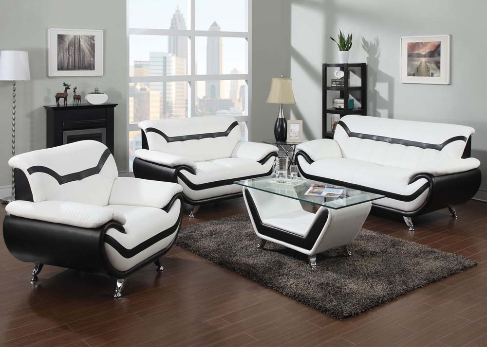 Modern Leather Living Room Set
 Kelly Ultra Modern Living Room Sets with Sinious Spring