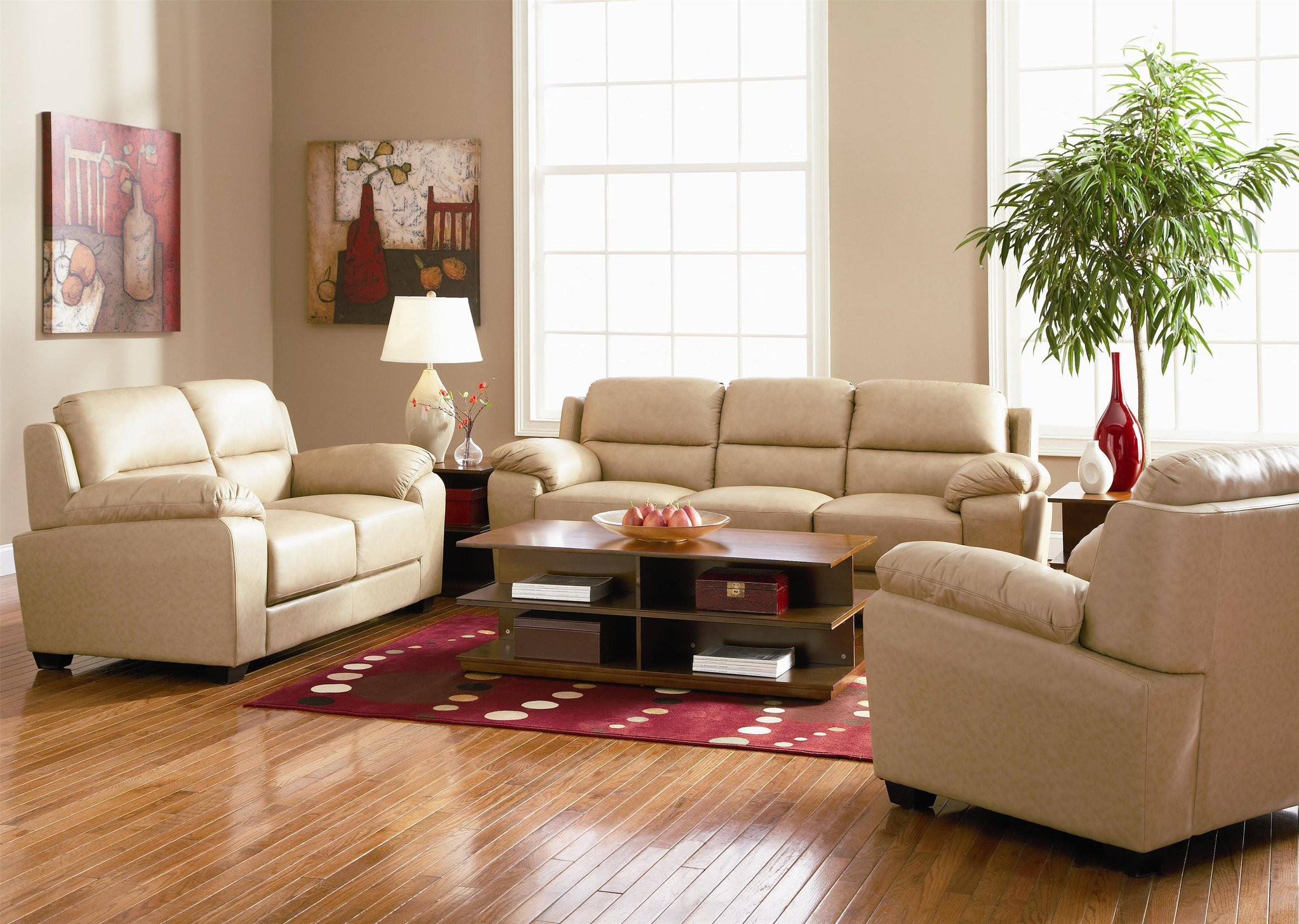 Modern Living Room Set
 Casual Contemporary Leather Living Room Set