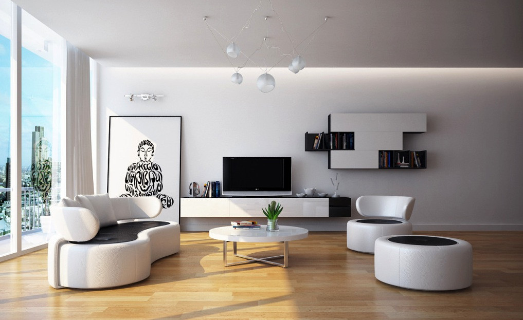 Modern White Living Room Furniture
 Modern Black white living room furniture