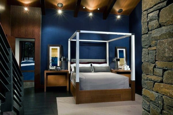 Navy Bedroom Walls
 Top 50 Best Navy Blue Bedroom Design Ideas Calming Wall