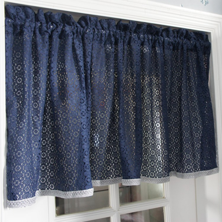 Navy Kitchen Curtains
 Navy blue lace kitchen curtain short curtain in Curtains