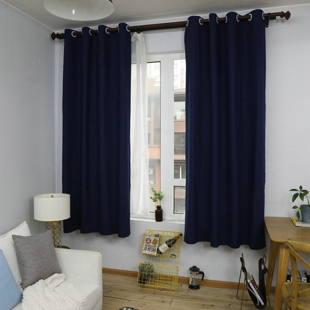 Navy Kitchen Curtains
 Nordic Style Rope Navy Curtains Solid Cotton Linen