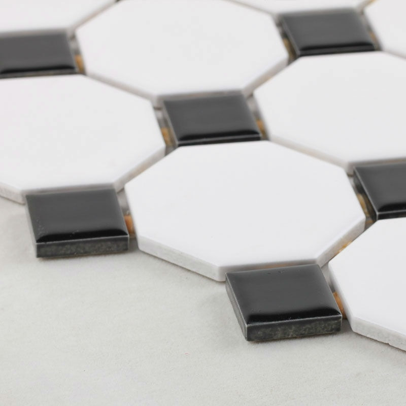 Octagon Tiles Bathroom Floor
 FREE shipping mosaic tiles sheet black white octagon