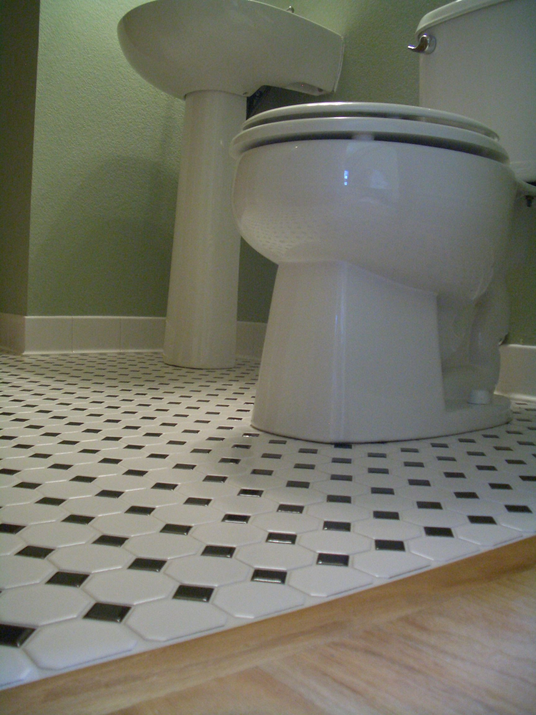 Octagon Tiles Bathroom Floor
 Octagonal mosaic tile floors with black dot