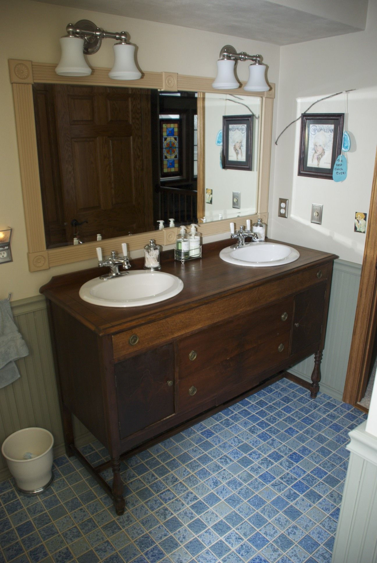 Old Dresser Bathroom Vanity
 Bathroom vanity made from vintage buffet sideboard All