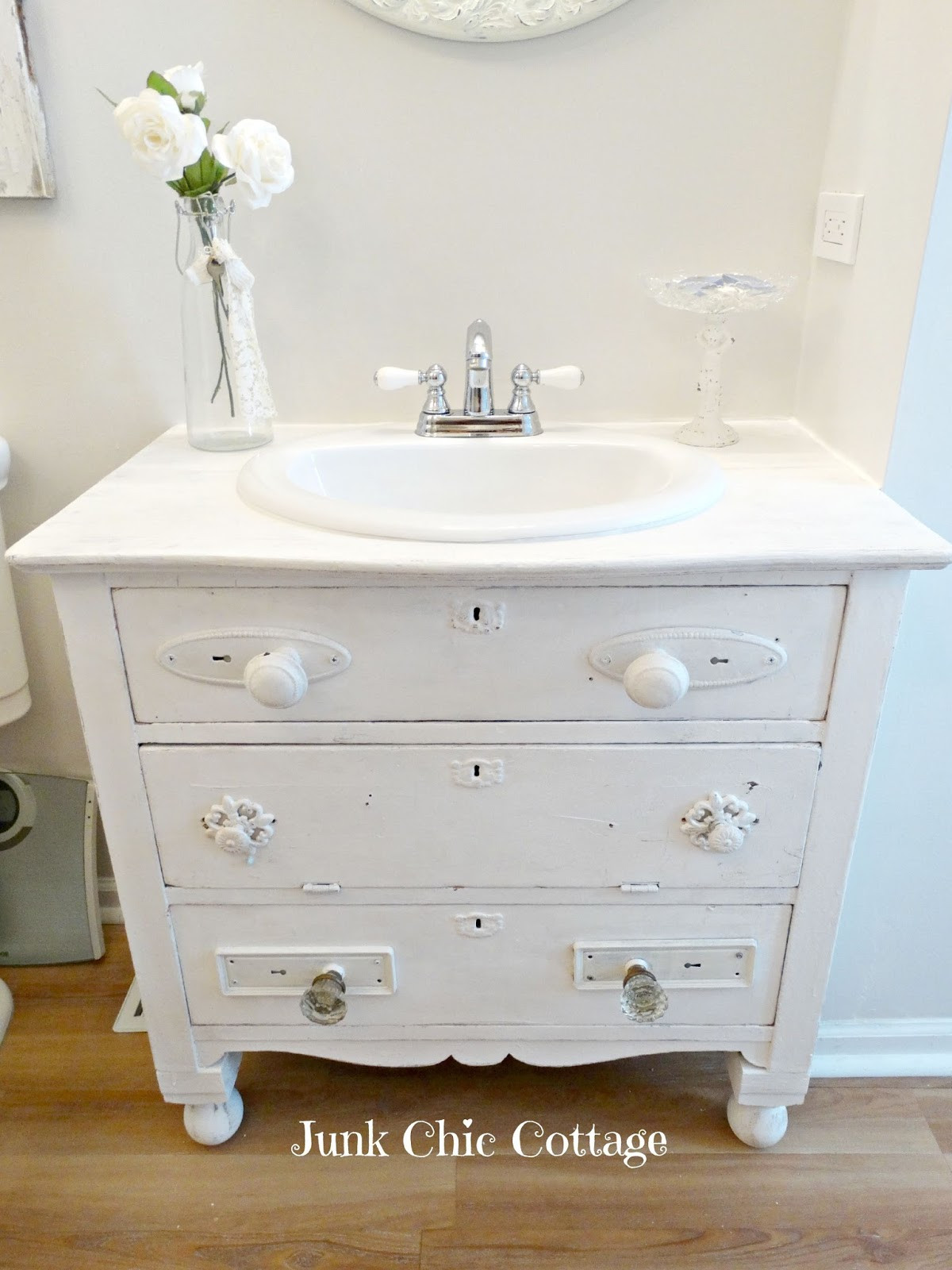 Old Dresser Bathroom Vanity
 Junk Chic Cottage Vintage Dresser Re Loved into Sink Vanity