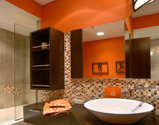 Orange And Brown Bathroom Decor
 modern house orange bathroom in modern designs
