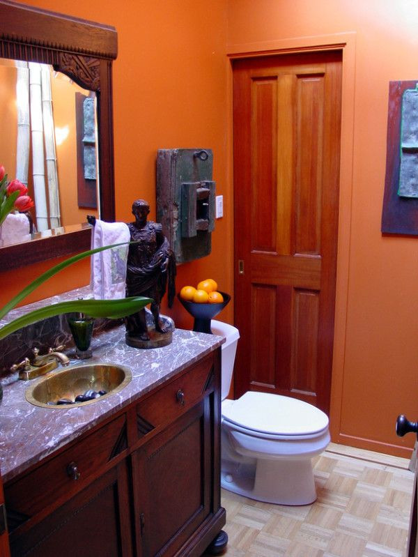 Orange And Brown Bathroom Decor
 This is a bold relaxing master bedroom design The dark
